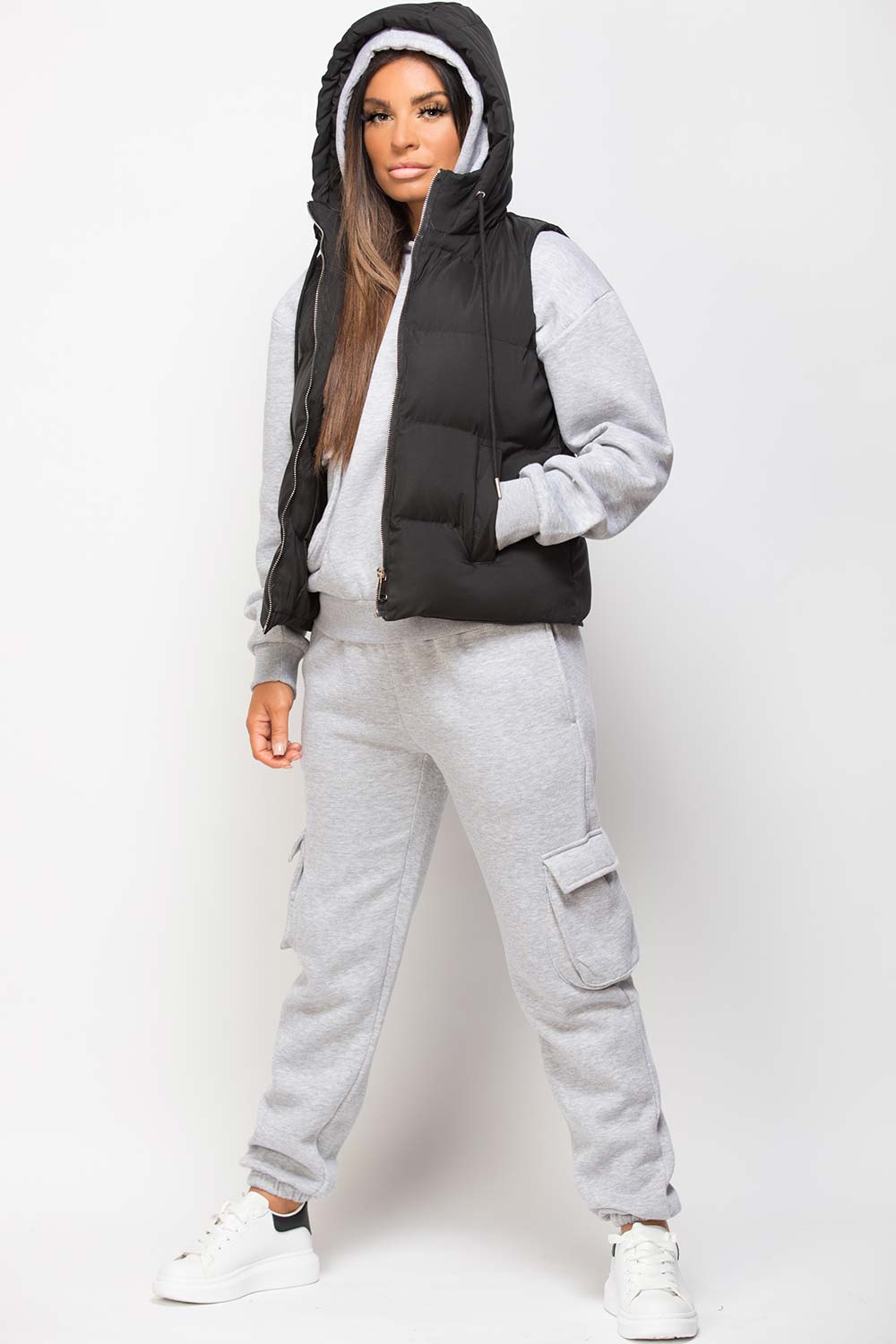 Black Hooded Gilet Sleeveless Jacket