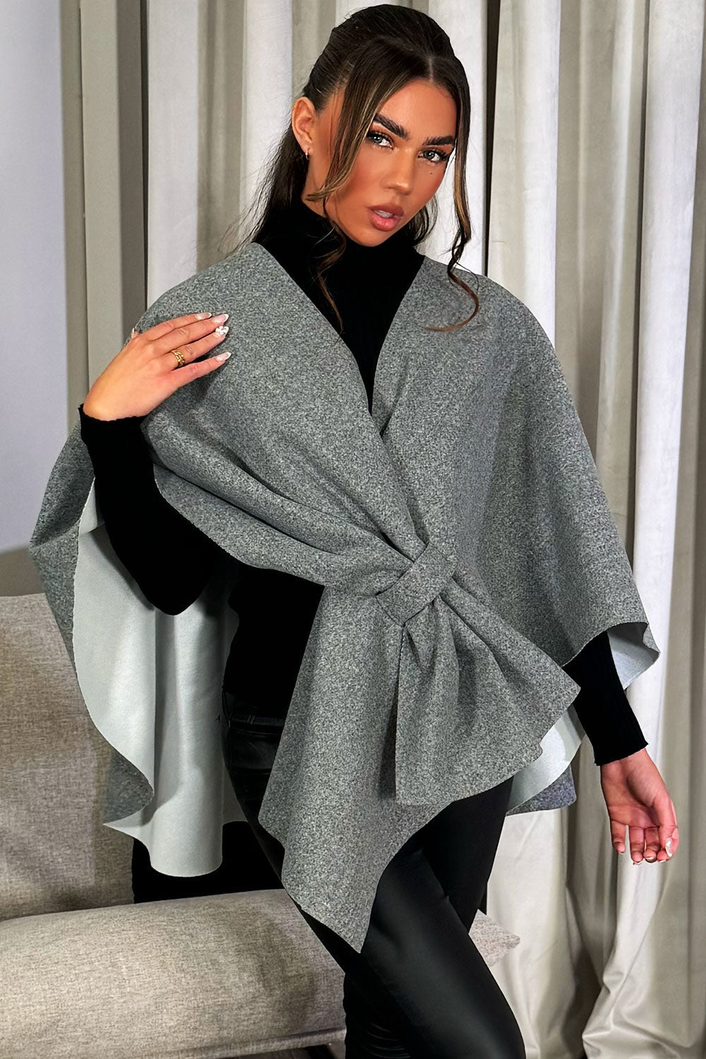 Wrap Over Bow Cape Grey