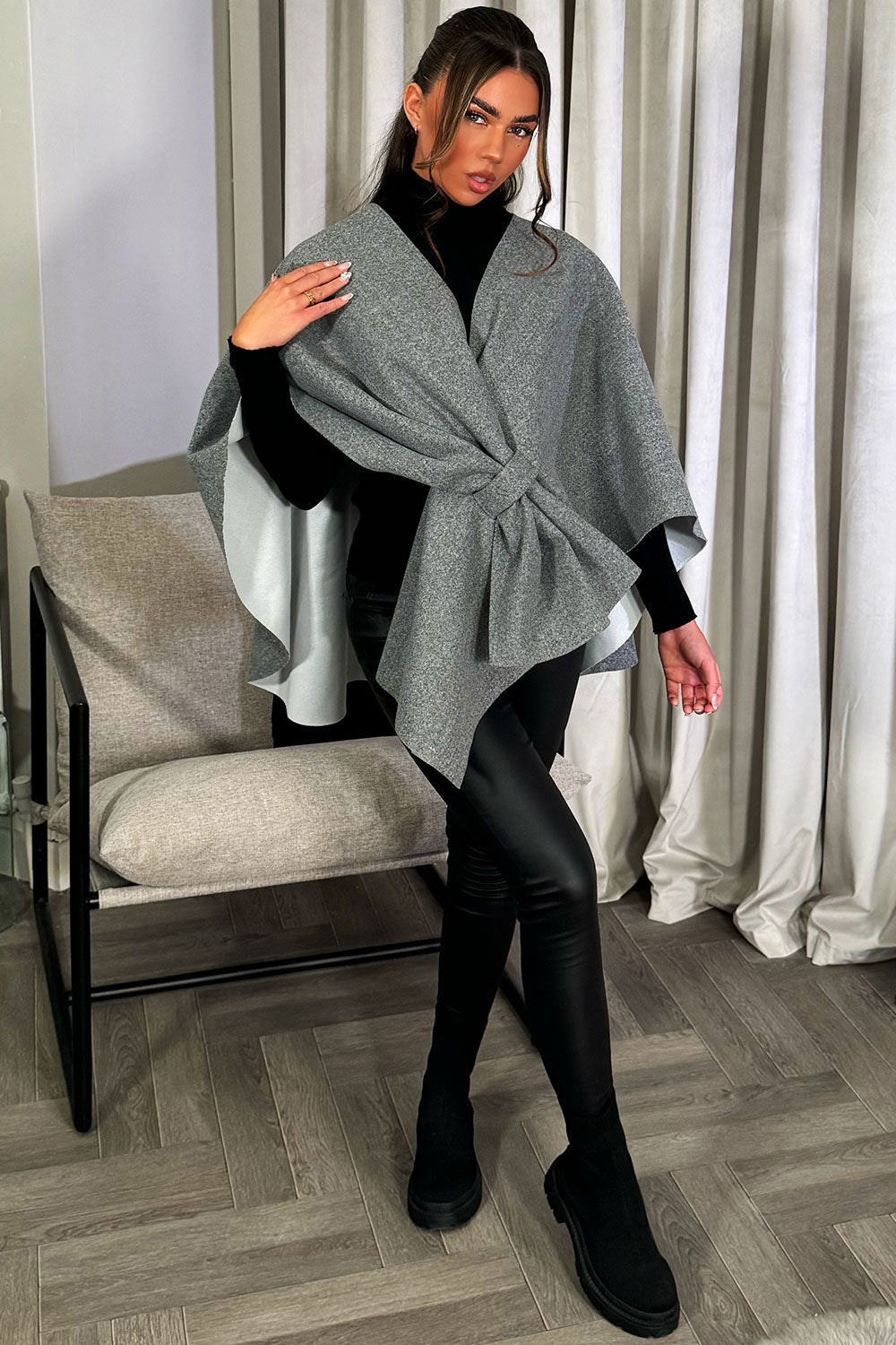 Wrap Over Bow Cape Grey