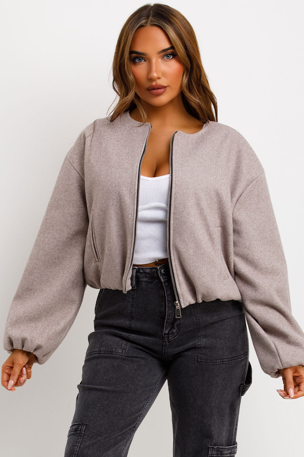 Soft Bomber Jacket Ecru