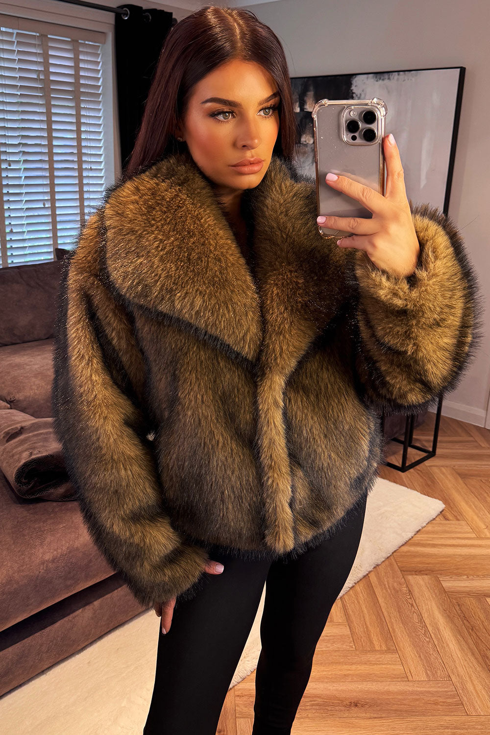 Brown Faux Fur Short Jacket