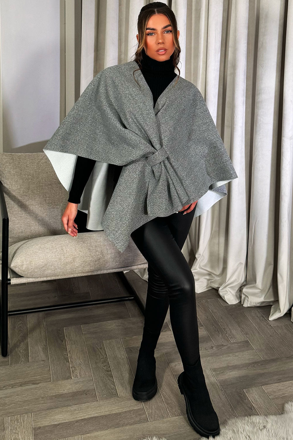 Wrap Over Bow Cape Grey