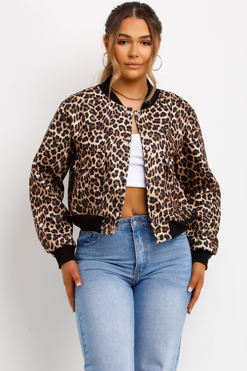 Leopard Print Bomber Jacket