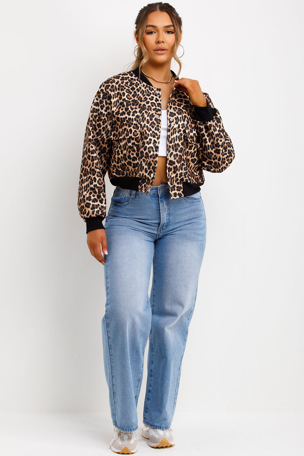 Leopard Print Bomber Jacket