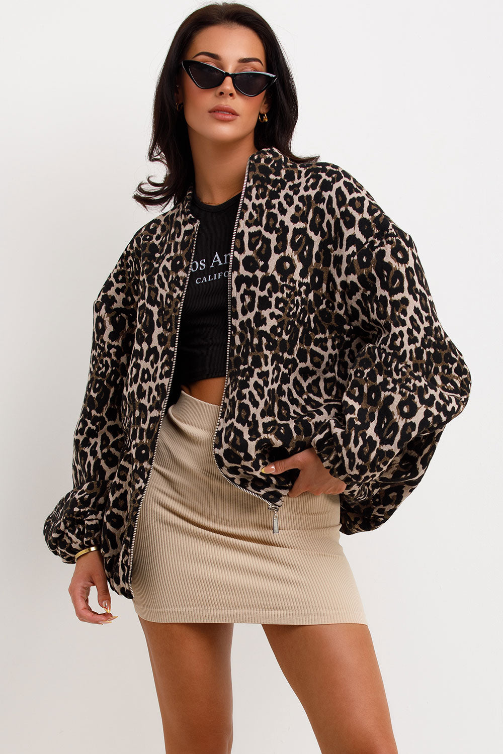 Leopard Print Bomber Jacket