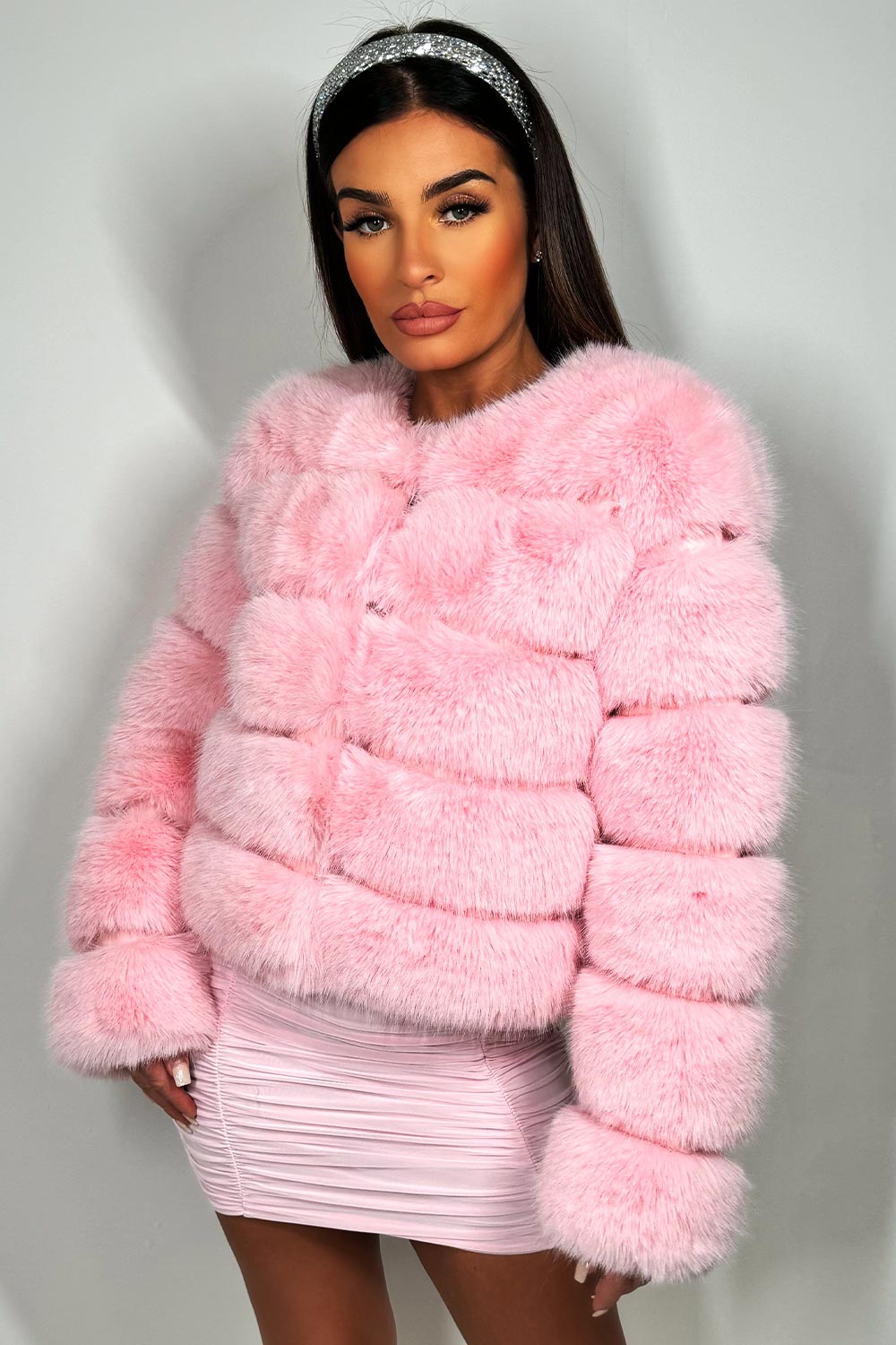 Baby Pink Faux Fur Bubble Coat