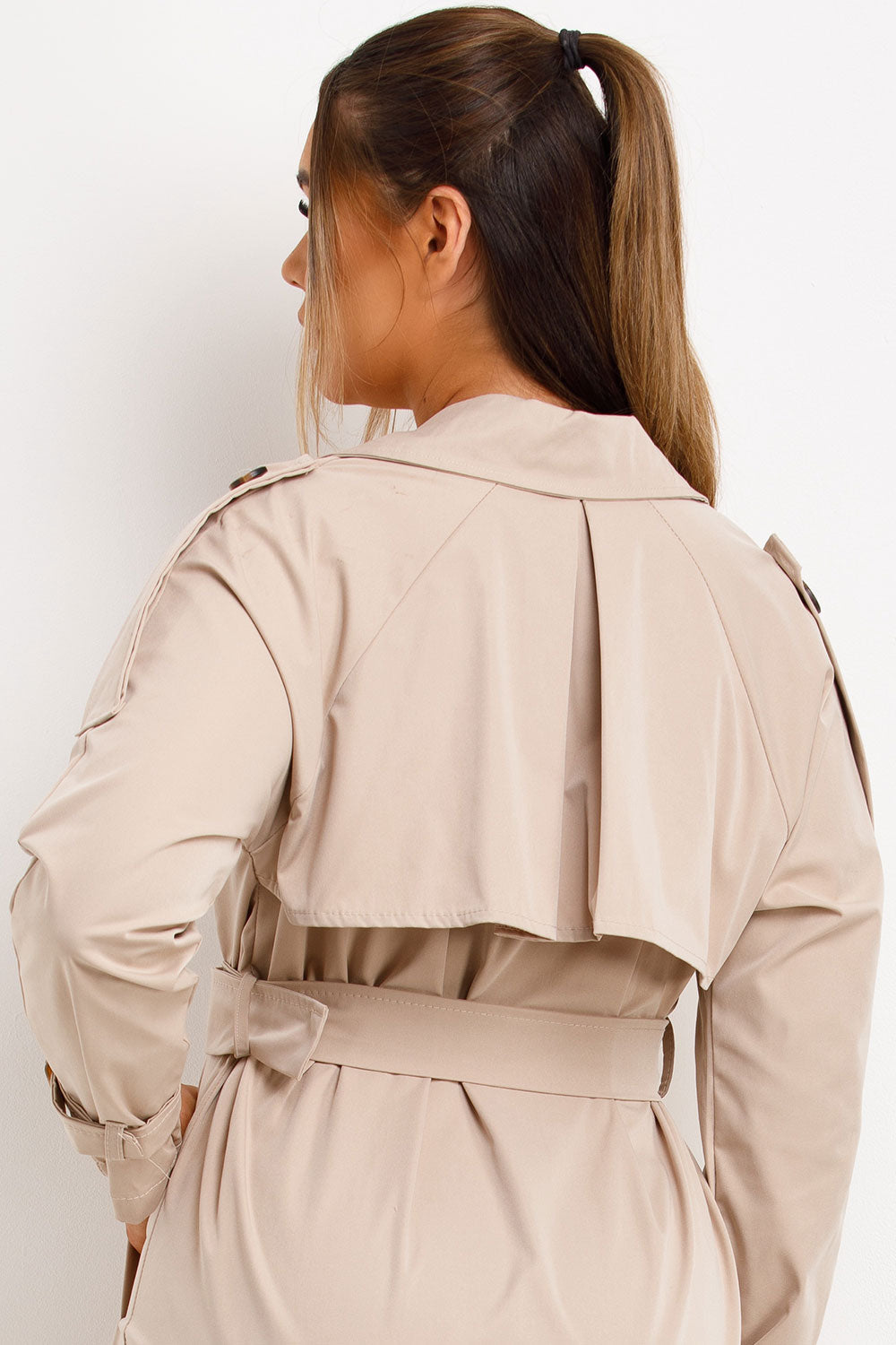 Trench Coat With Waist Belt Beige