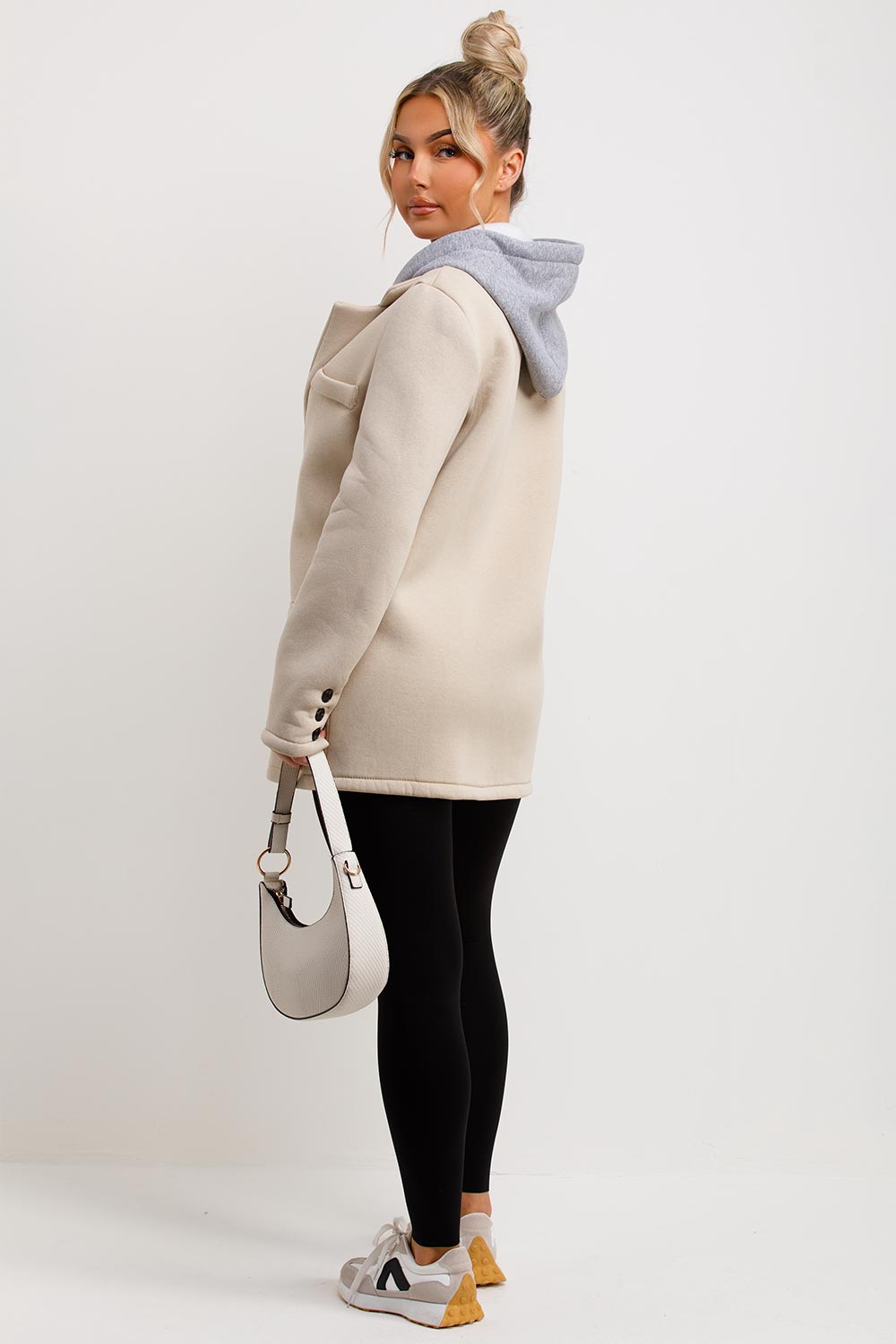 Blazer With Hood Combined Beige