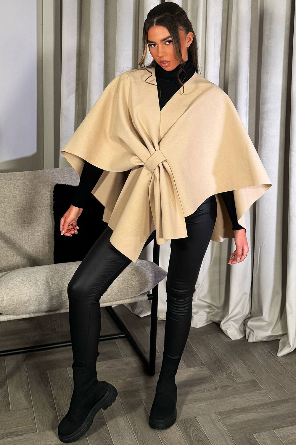 Wrap Over Bow Cape Beige