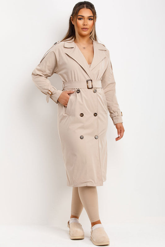 Trench Coat With Waist Belt Beige