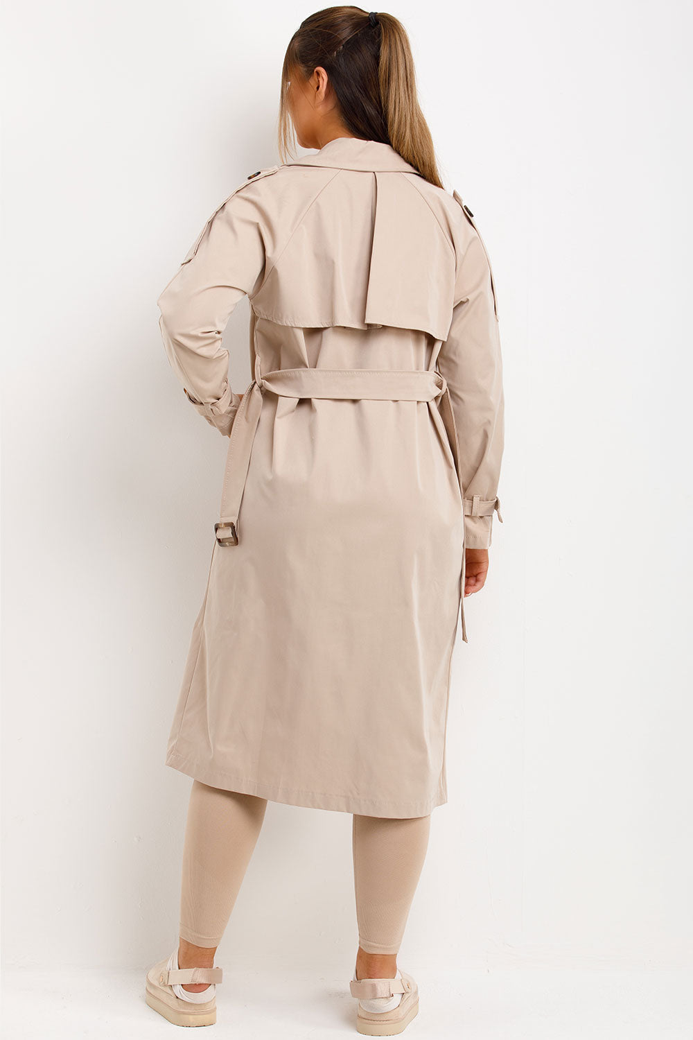 Trench Coat With Waist Belt Beige