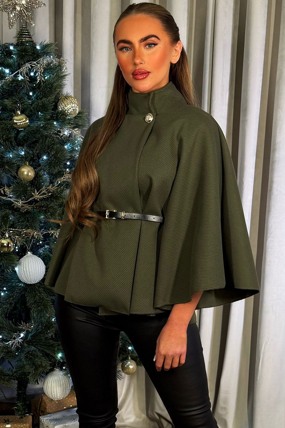 Cape With Belt Khaki