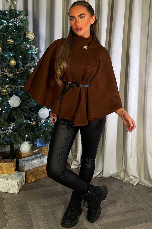 Cape With Belt Brown