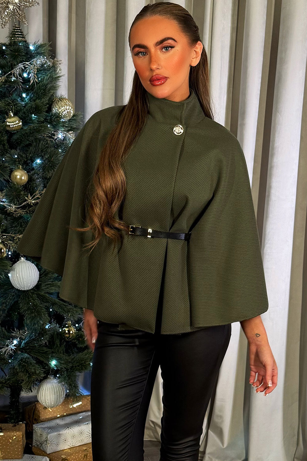 Cape With Belt Khaki