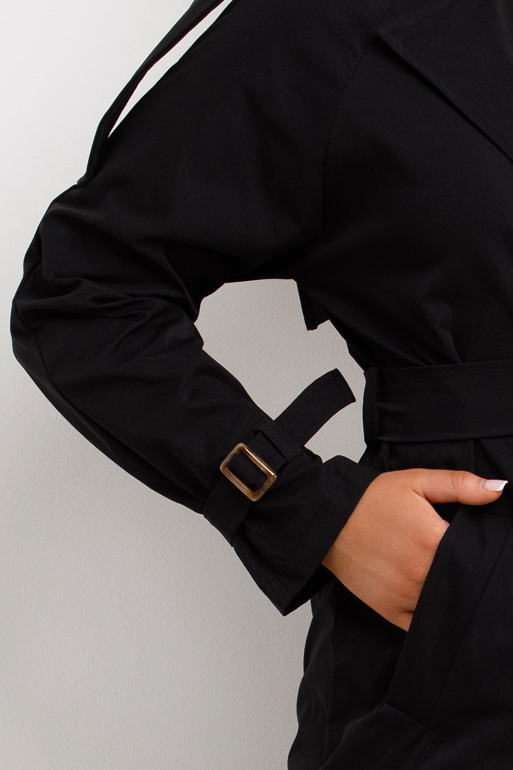 Trench Coat With Waist Belt Black