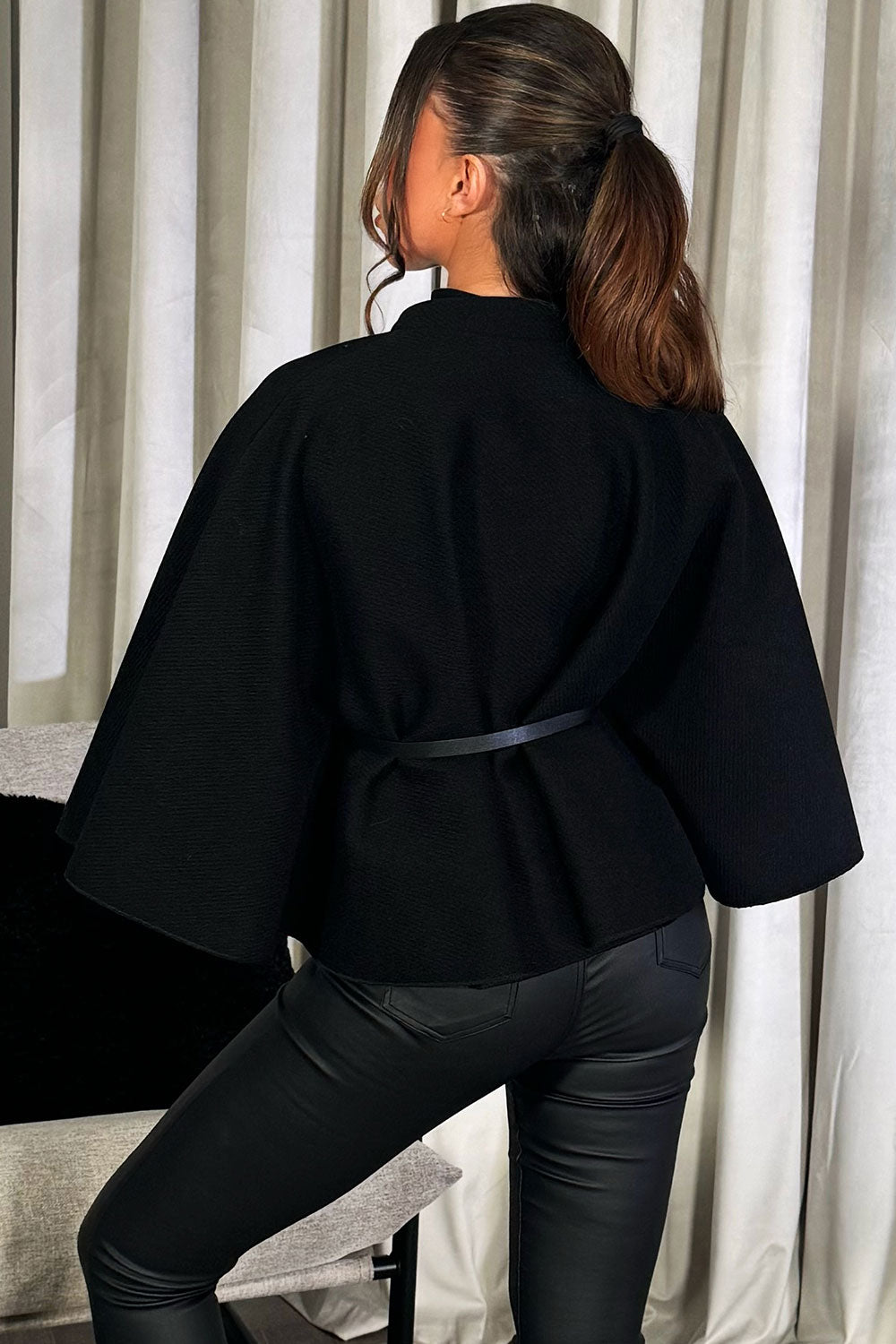 Cape With Belt Black