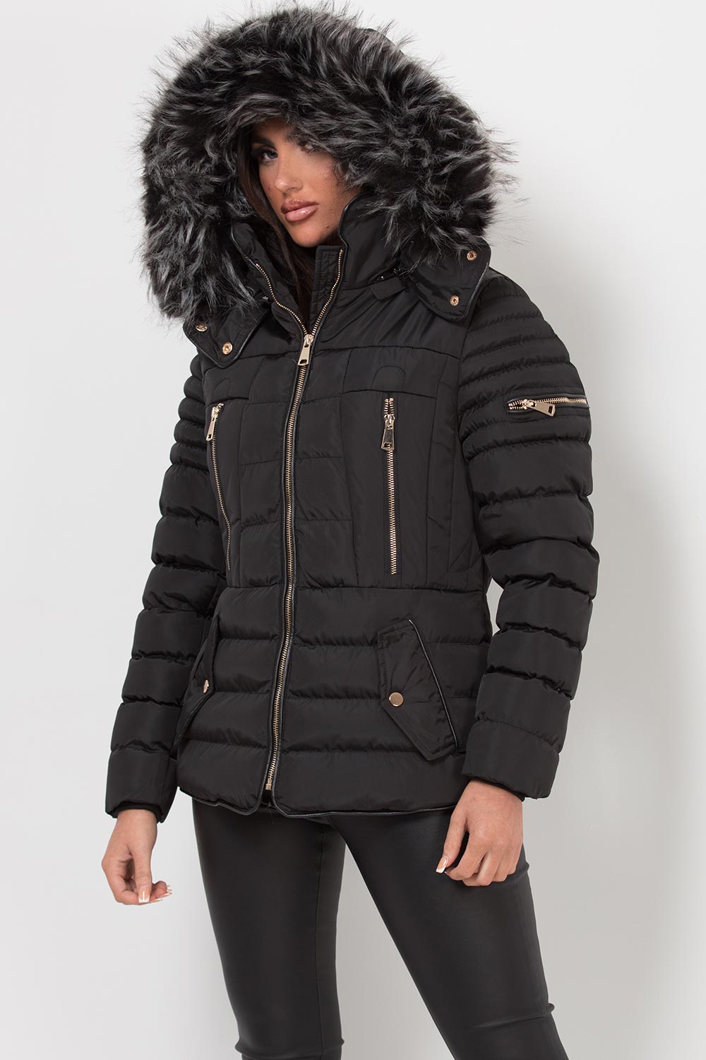 Hooded Puffer Jacket Black