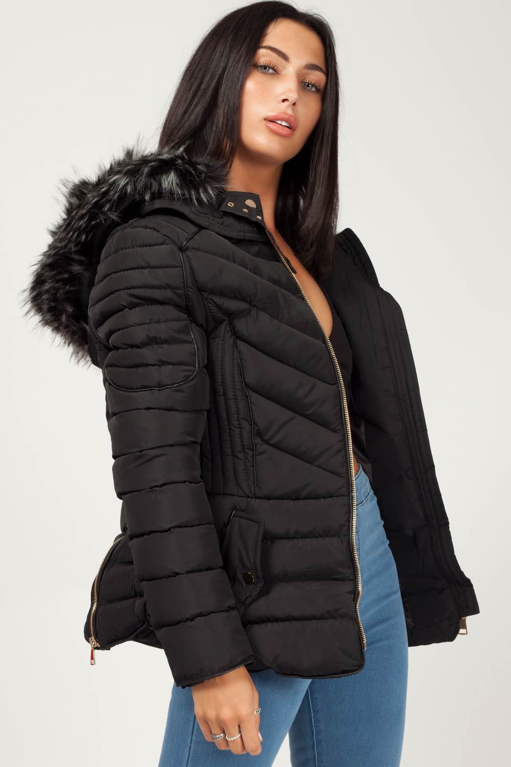 Fur Hooded Quilted Puffer Coat