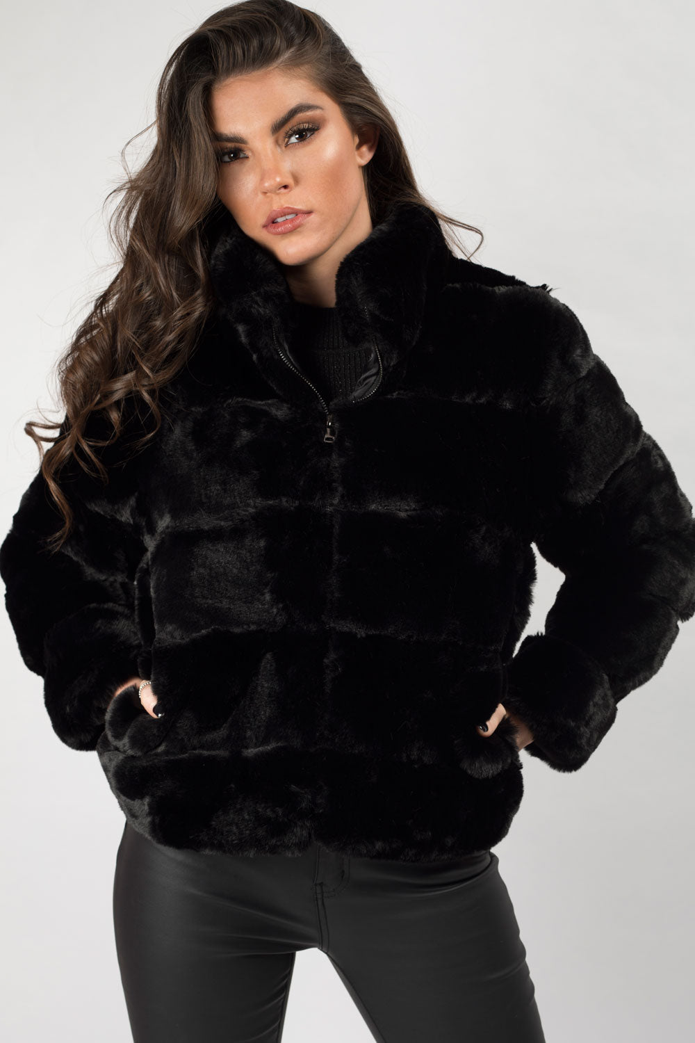 Black Faux Fur Short Coat