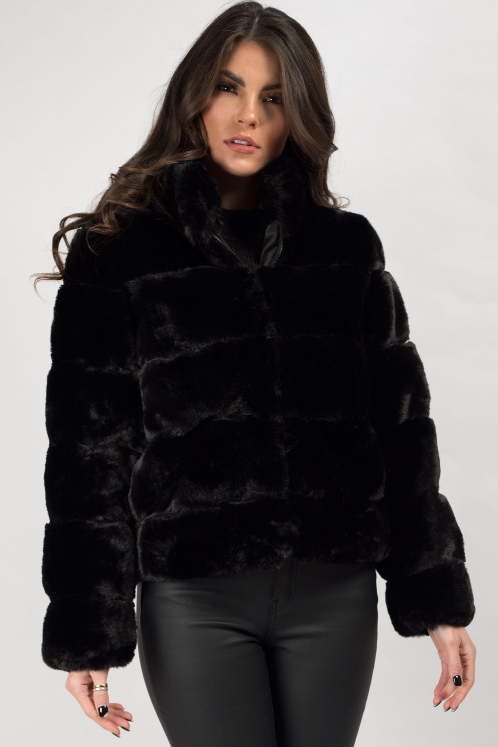 Black Faux Fur Short Coat