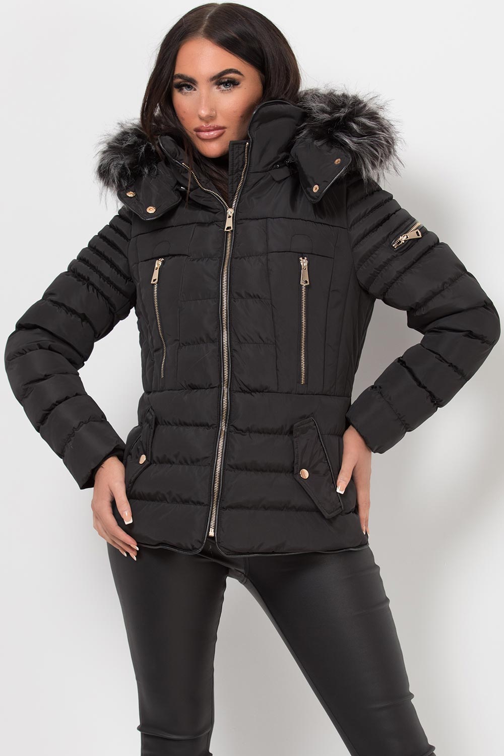 Hooded Puffer Jacket Black