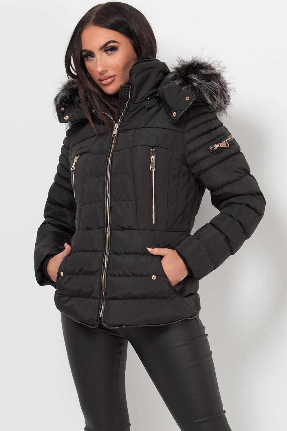 Hooded Puffer Jacket Black