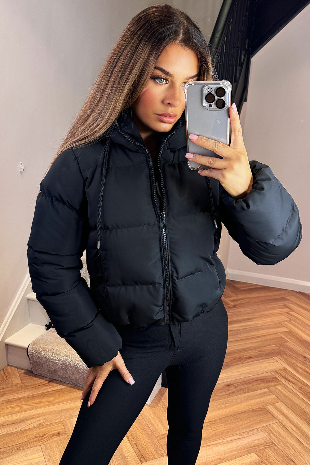 Hooded Puffer Jacket Black