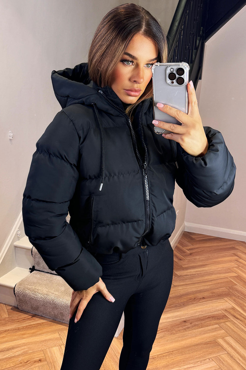 Hooded Puffer Jacket Black