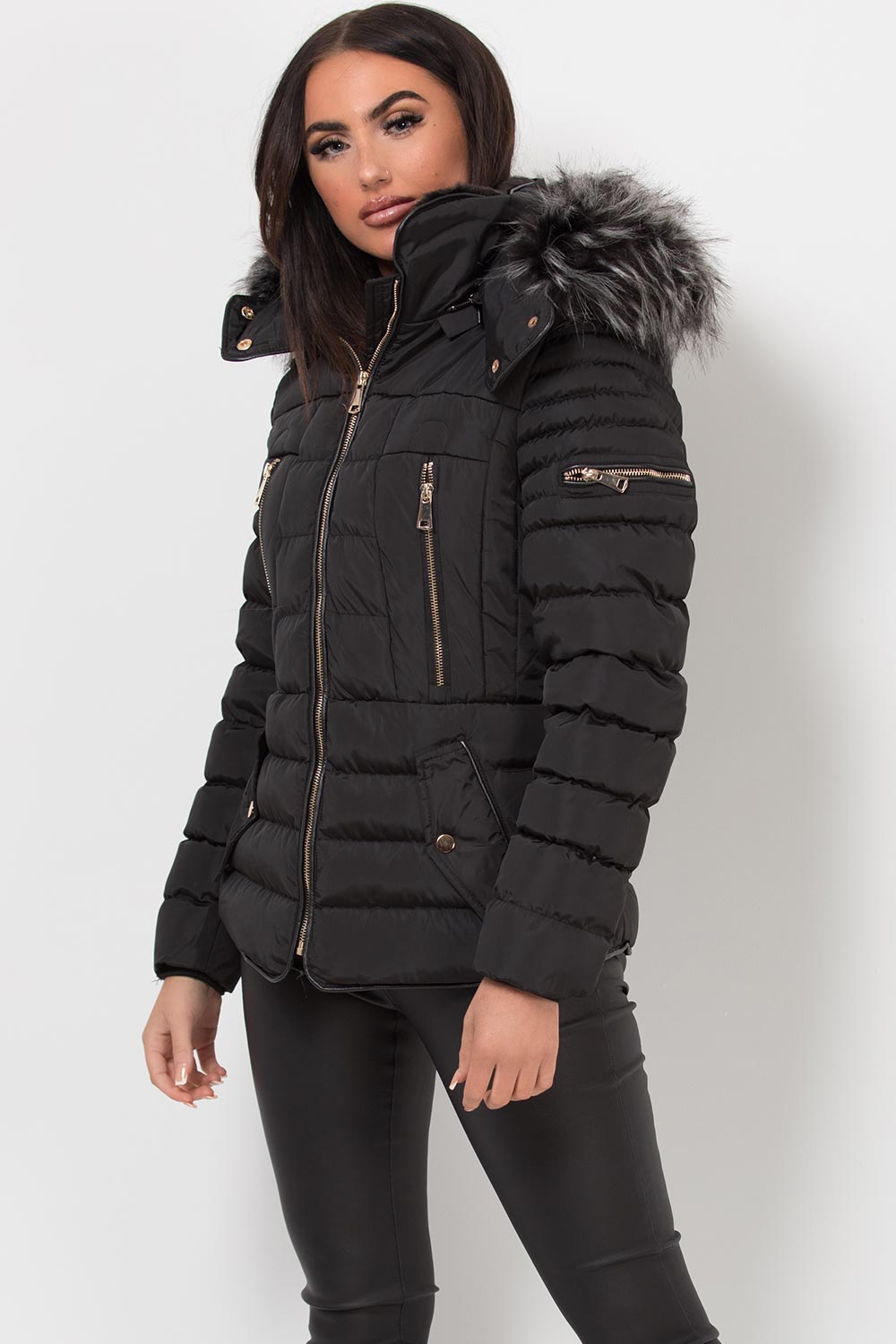 Hooded Puffer Jacket Black