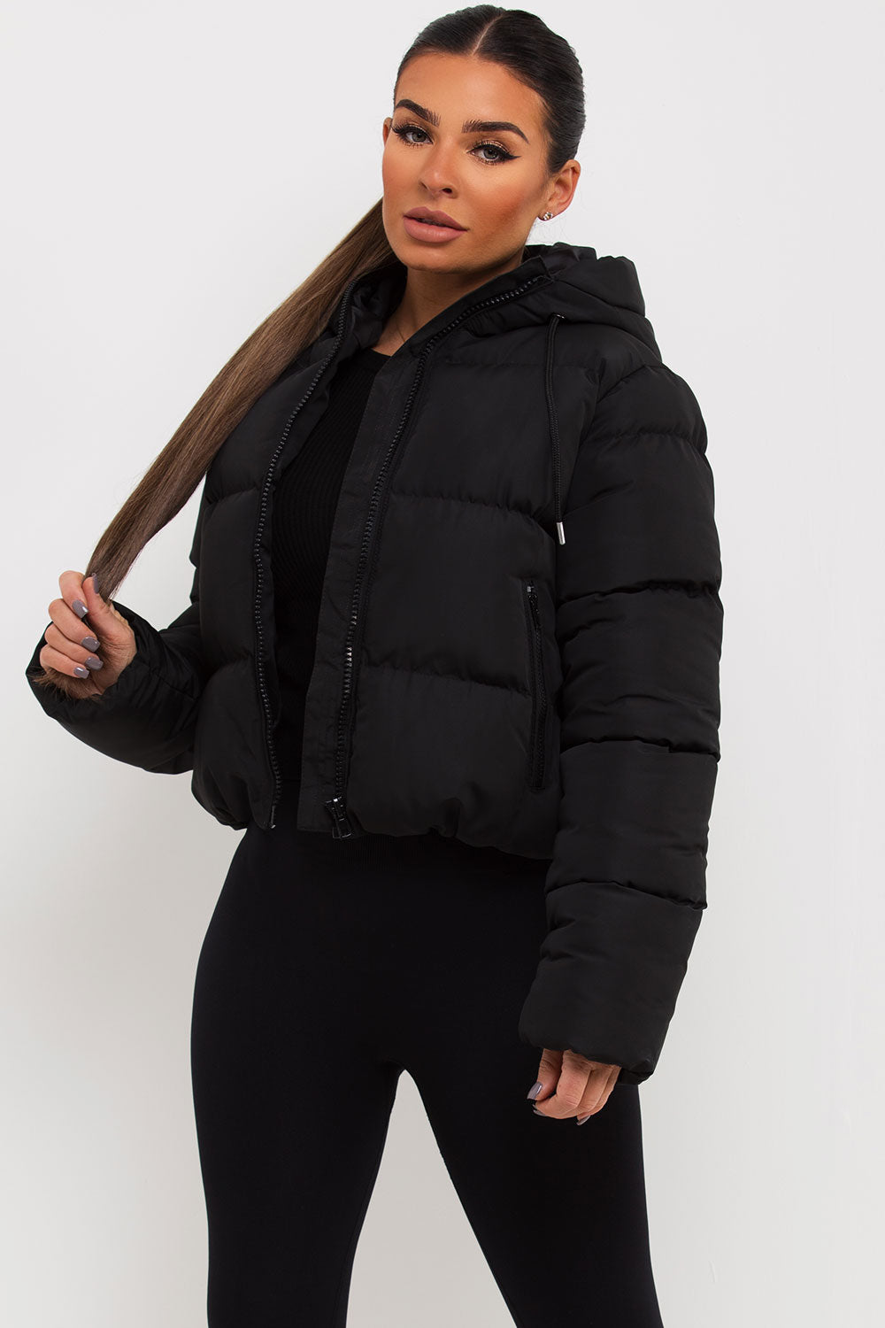 Hooded Puffer Jacket Black