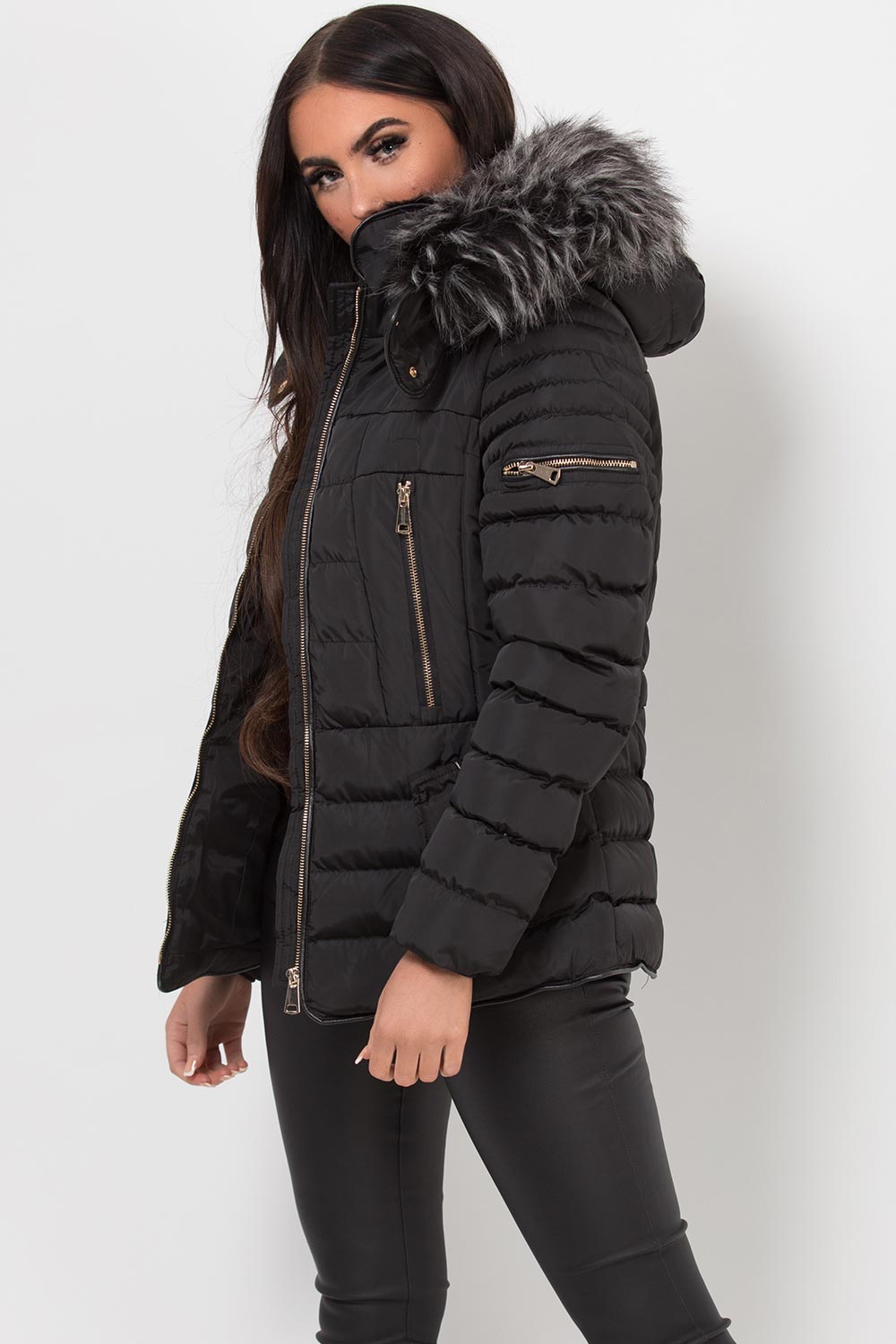 Hooded Puffer Jacket Black