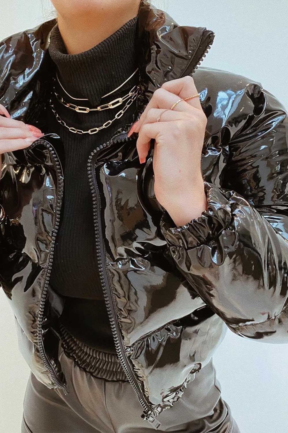 Black Shiny Puffer Jacket