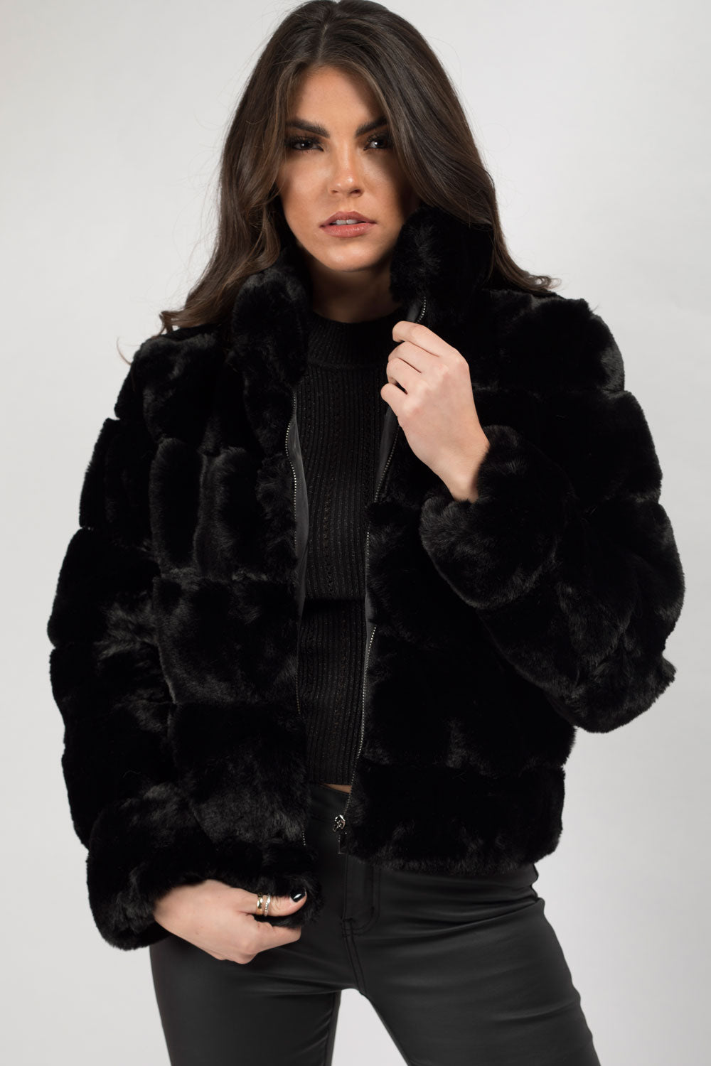 Black Faux Fur Short Coat