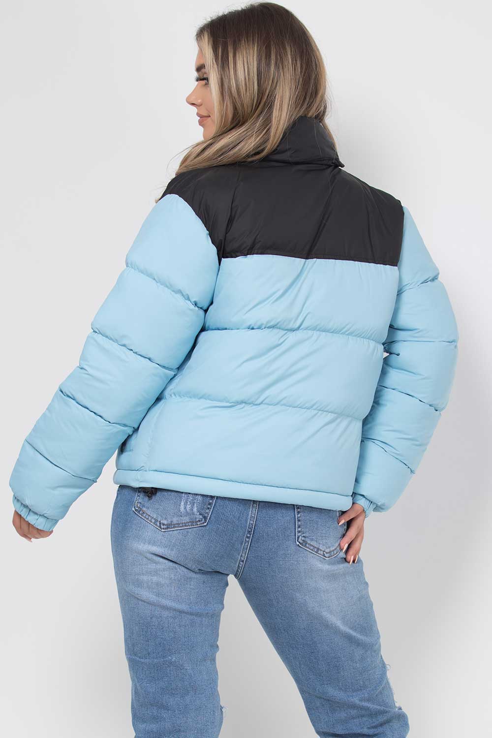 Puffer Jacket Blue And Black Colour Block