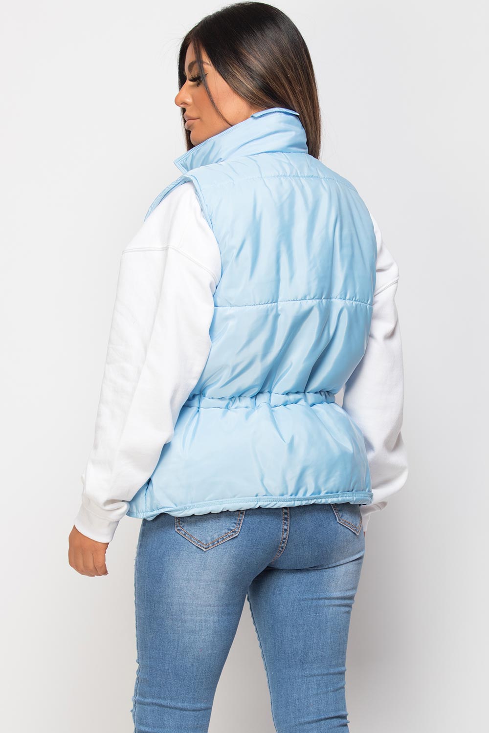 Gilet With Drawstring Waist Sky Blue