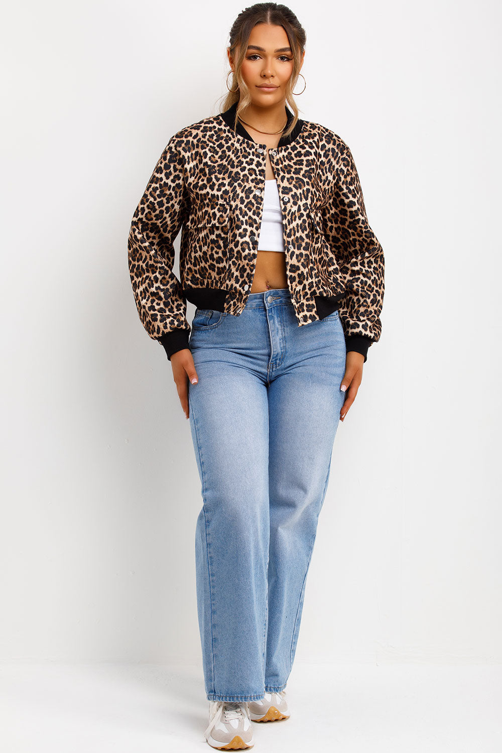 Leopard Print Bomber Jacket