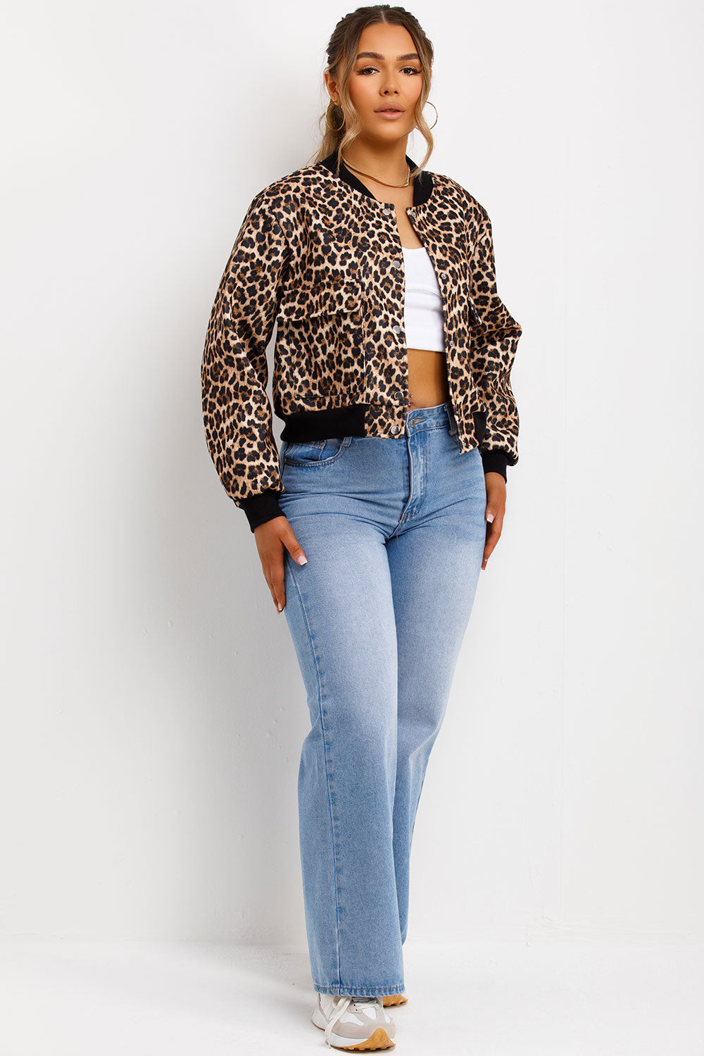 Leopard Print Bomber Jacket