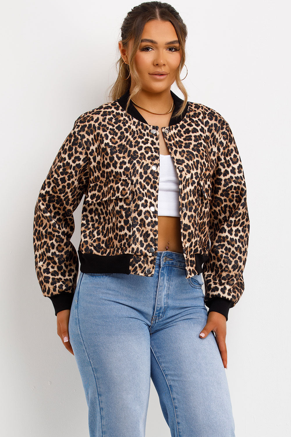 Leopard Print Bomber Jacket