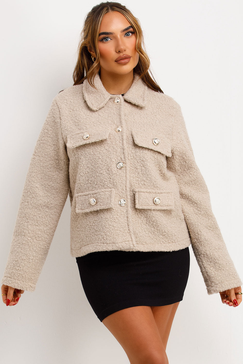 Beige Boucle Jacket Whit Gold Buttons