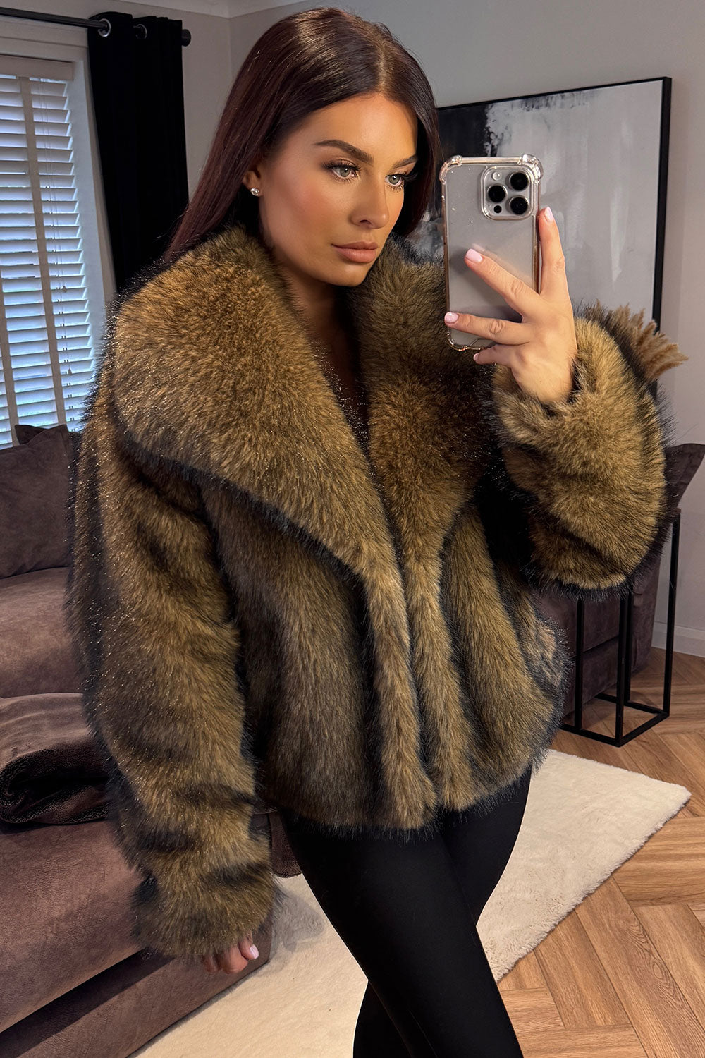 Brown Faux Fur Short Jacket