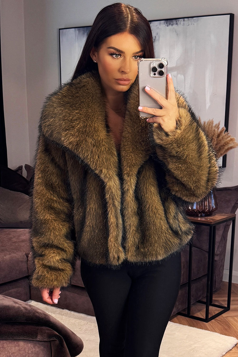 Brown Faux Fur Short Jacket