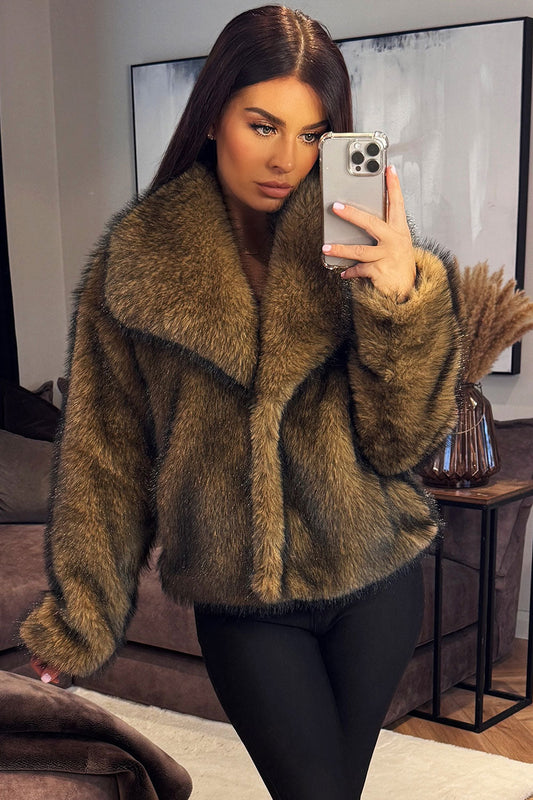 Brown Faux Fur Short Jacket