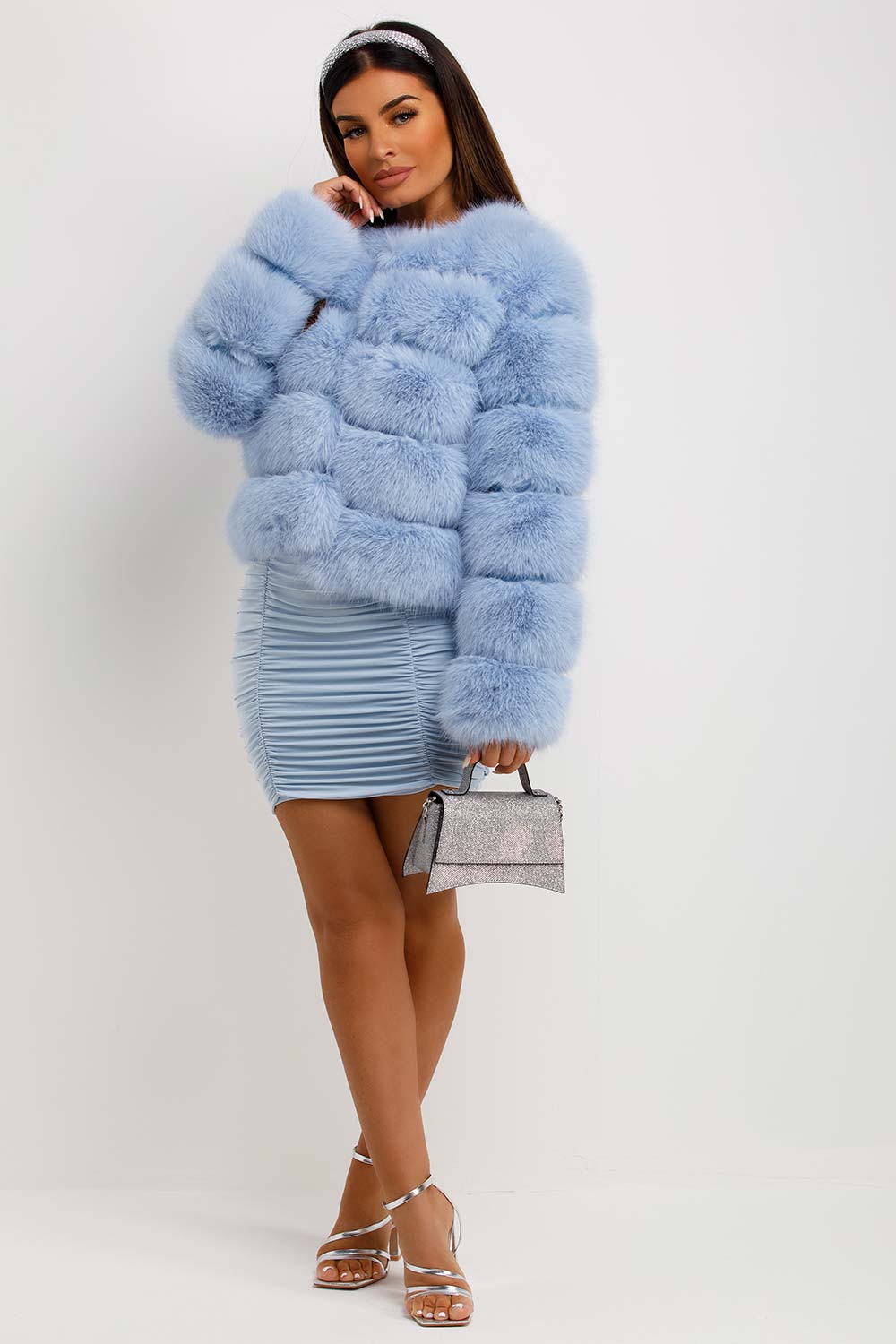 Sky Blue Faux Fur Bubble Coat