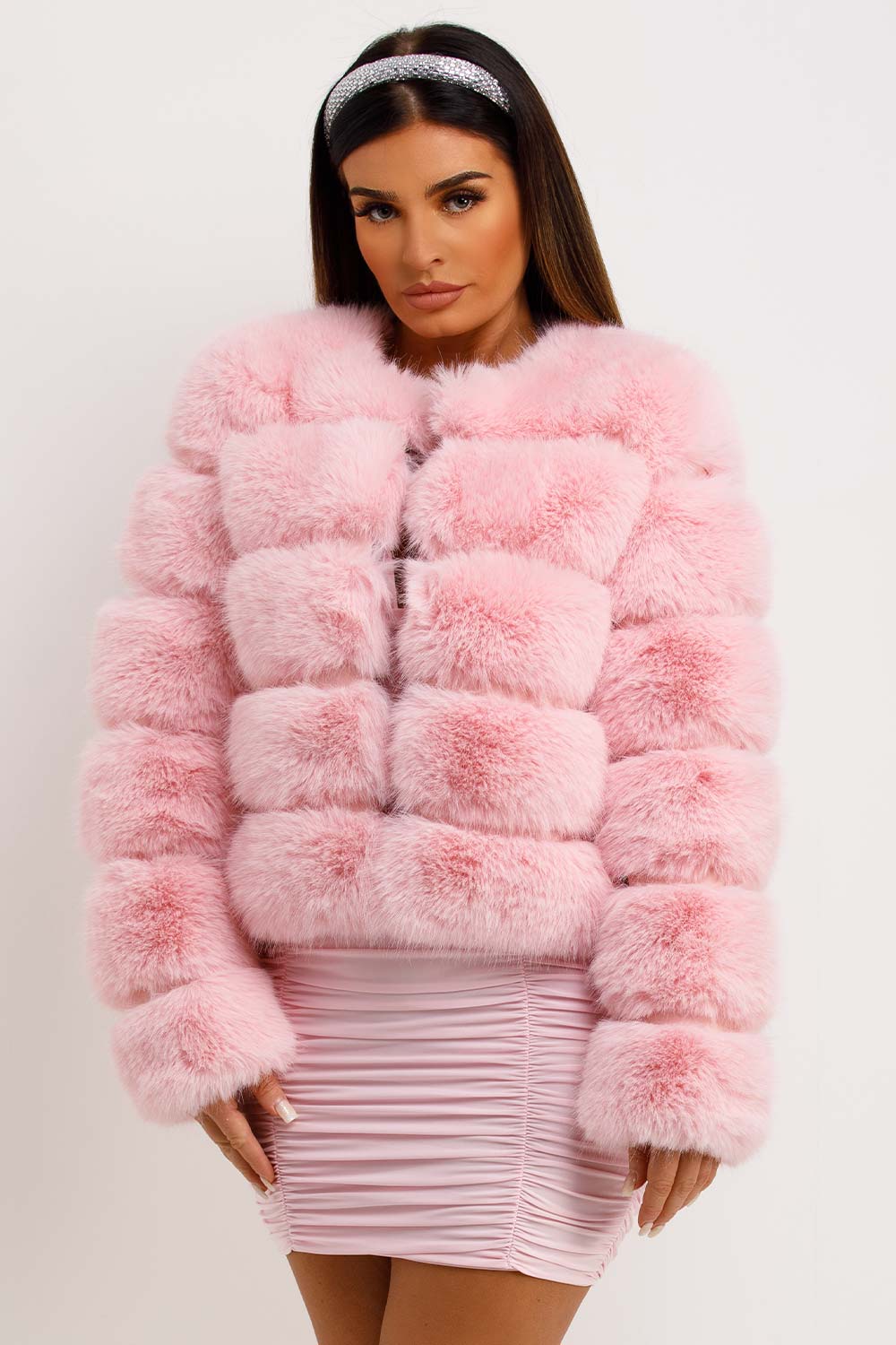 Baby Pink Faux Fur Bubble Coat