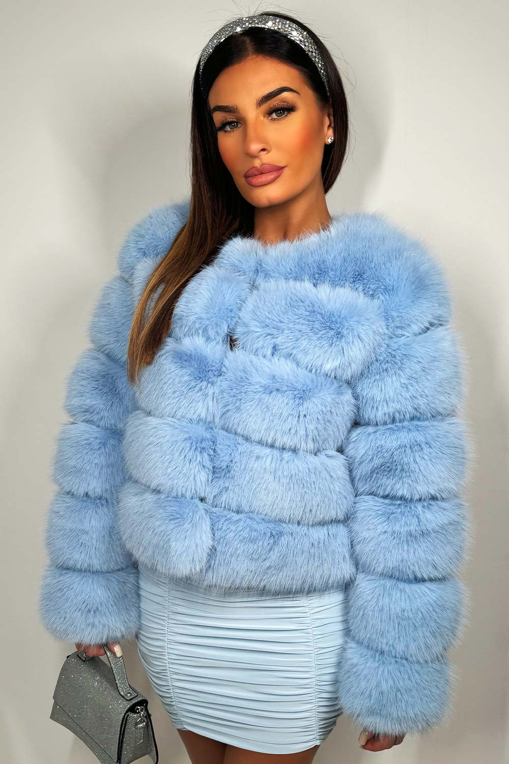 Sky Blue Faux Fur Bubble Coat