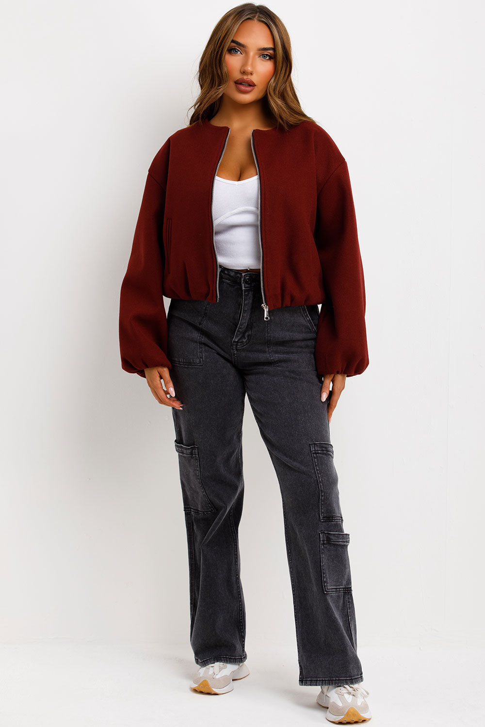 Soft Bomber Jacket Wine