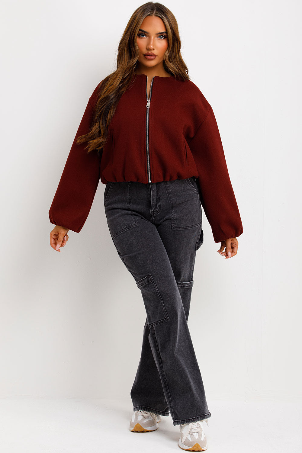 Soft Bomber Jacket Wine