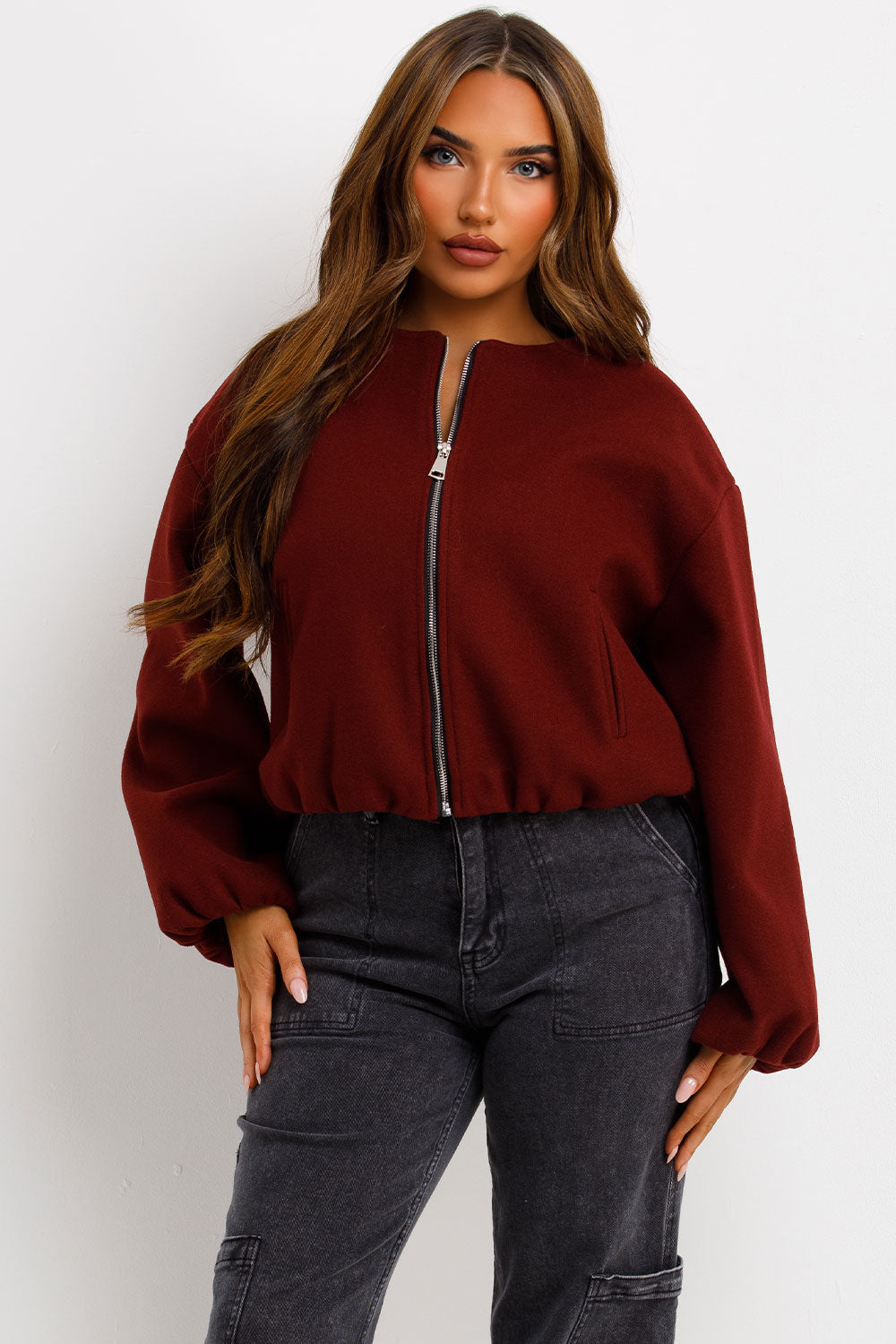 Soft Bomber Jacket Wine