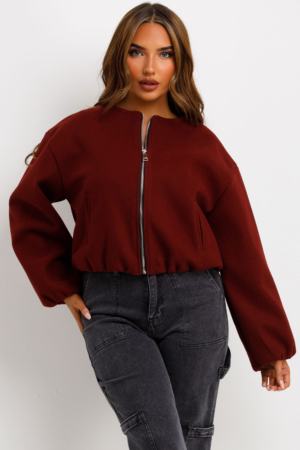 Soft Bomber Jacket Wine