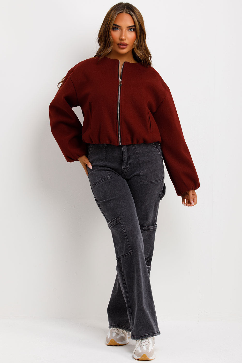 Soft Bomber Jacket Wine